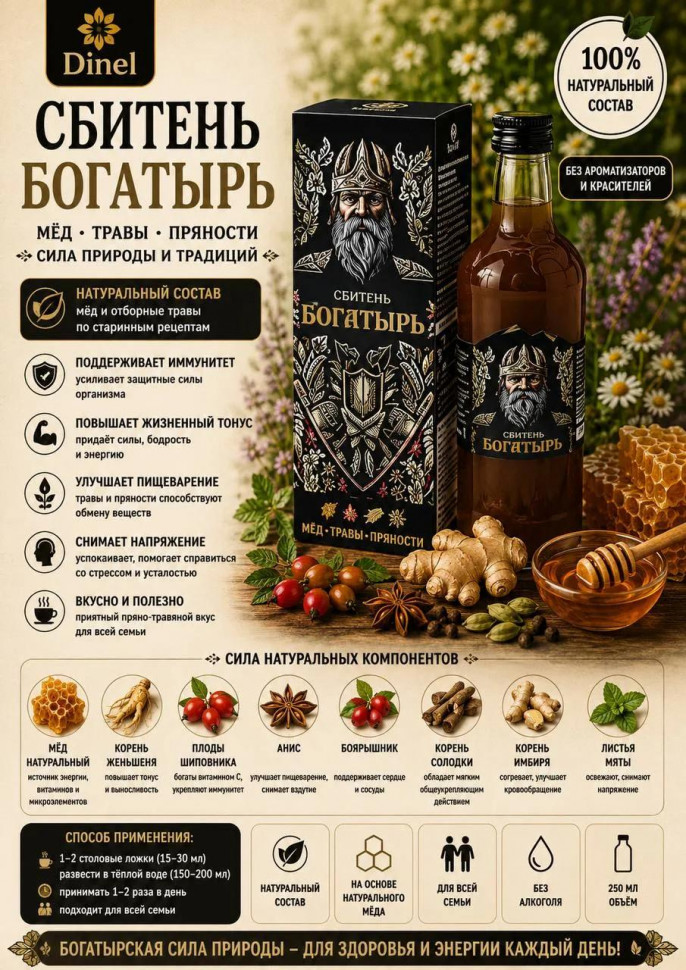  Сбитень Богатырь, 250мл  в Кызыле