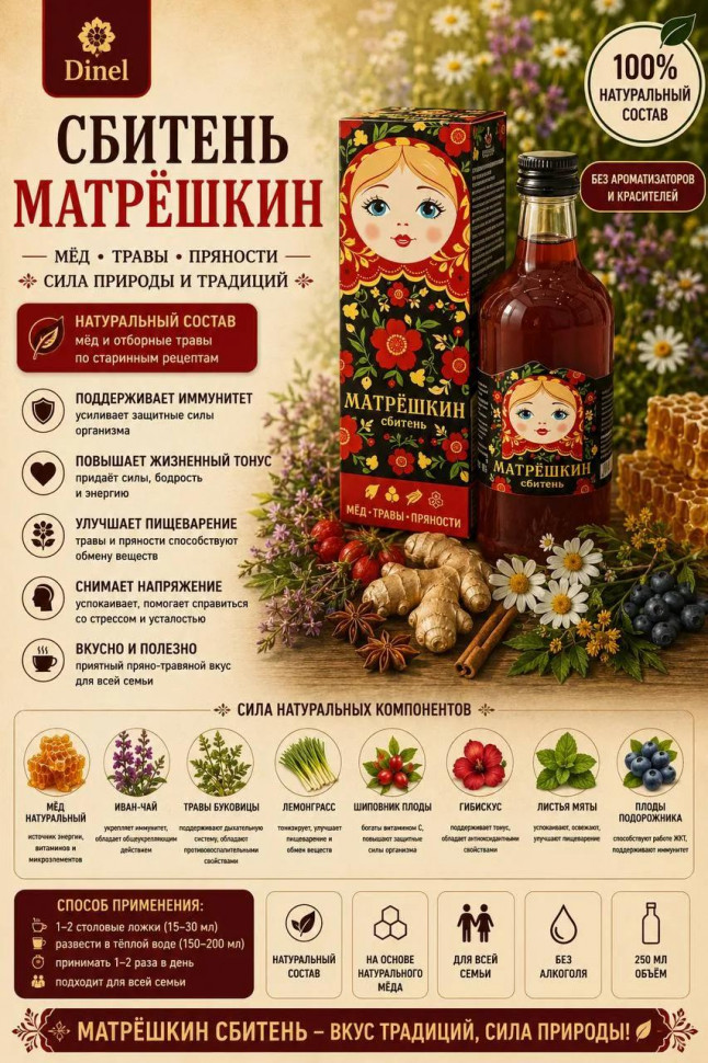  Сбитень Матрёшкин, 250мл  в Кызыле