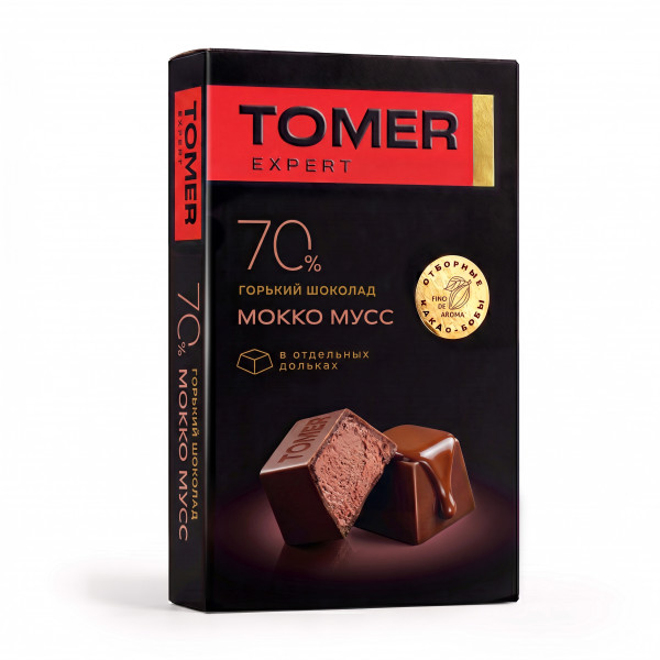 №2 Фабрика Томер  Горький шоколад с начинкой МОККО МУСС, 110г в Кызыле