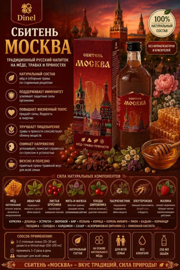 №3 Сбитень Москва, 250мл  в Кызыле